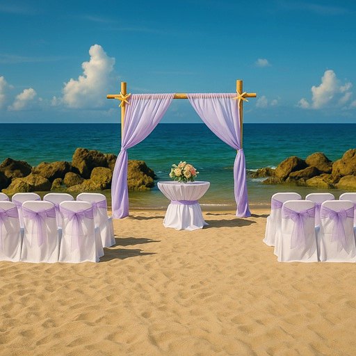 Sea Star Arch with white sheer fabric and starfish